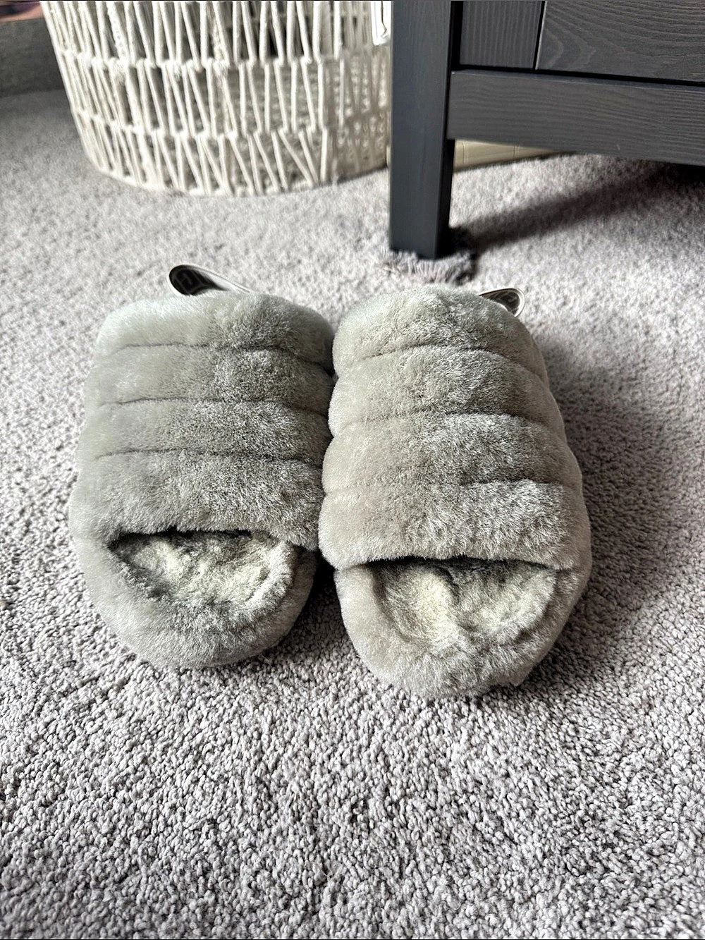 UGG Fluff Yeah Slide Plush Slippers in Goat